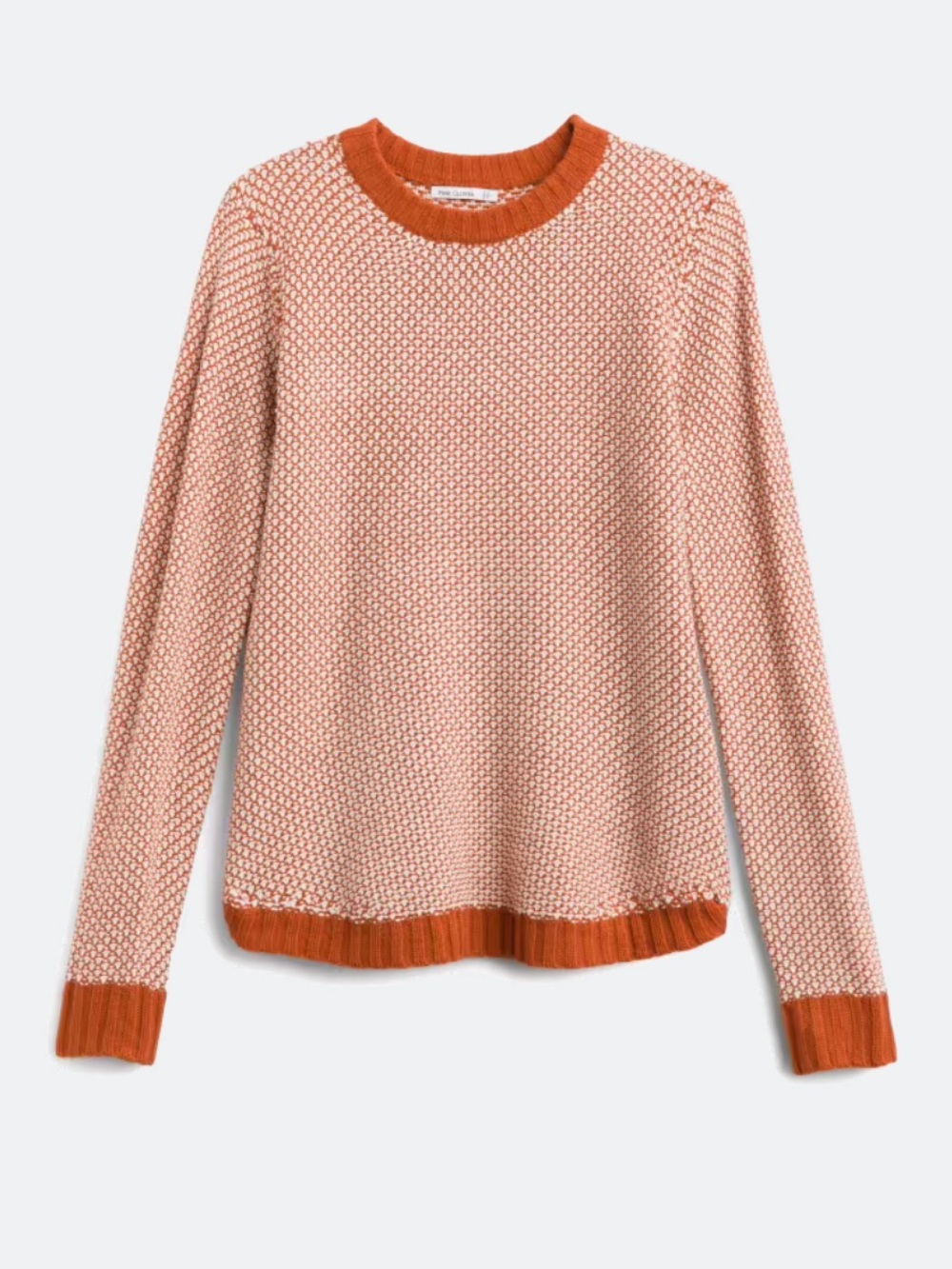 Pink Clover Two-Tone Textured Knit Pullover - Pink and Rust